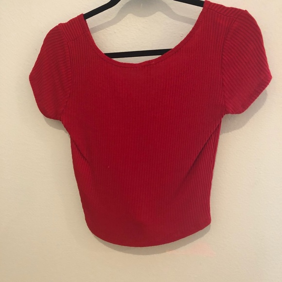 Garage Red Button-Up Cropped Tee - Picture 3 of 3